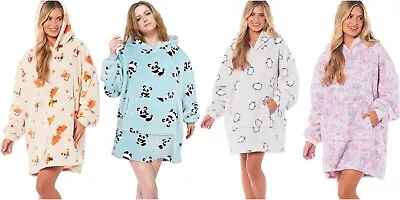 Buy Women Hooded Blankets Top Lounge Fleece Sherpa Original Sweatshirt Hoodie 1 Size • 17.90£