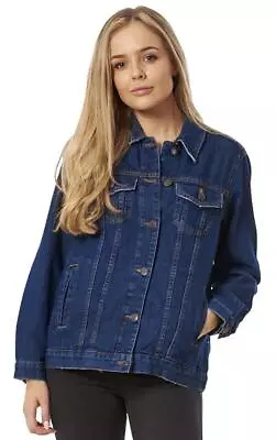 Buy Ladies Denim Oversized Jeans Long Womens Boyfriend Baggy Denim Jacket • 8.99£