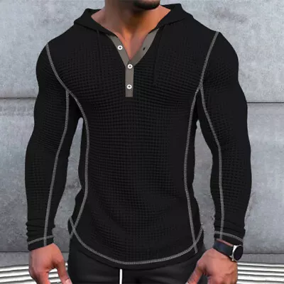 Buy Mens Long Sleeve Hooded T Shirt Sport Gym Fitness Muscle Slim Fit Tops Shirts • 15.31£