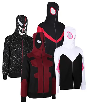 Buy Miles Web Man Morales Spider Zip Hoodie Face Mask Kids Adults Costume Jumper  • 44.99£