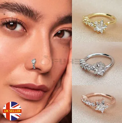 Buy Silver Rose Gold Nose Ring Hoop Stud Cartilage Piercing Surgical Steel Jewelry • 3.99£