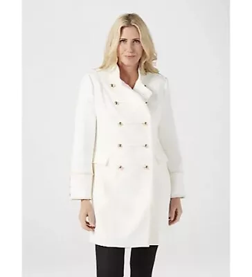 Buy JM Fashion By Julien Macdonald Midi Length Drummer Coat Winter White Size 20 • 42.99£