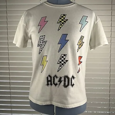 Buy AC/DC Lightning Bolts T Shirt Youth Large 10-12 White Band Tee • 11.69£