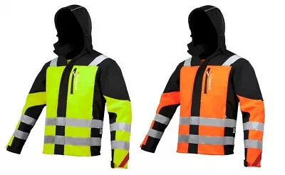 Buy Hi Vis Viz Visibility Fleece Jacket  Safety Work  Warm Soft Shell Hood Classic • 32.99£