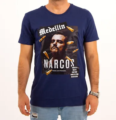 Buy Pablo Escobar Shirt Medellin Narcos Blue Crew Neck Short Sleeve Plus Eighteen • 22.56£