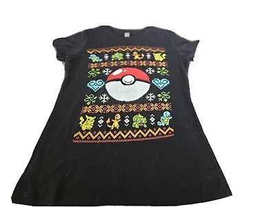 Buy Next Level Apparel Holiday T Shirt Girls Medium Black Stretch Pokemon • 8.68£