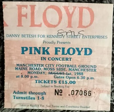 Buy Pink Floyd 1988 Ticket Stub Roger Waters T-shirt Brand New Size XL 46  Chest  • 15£