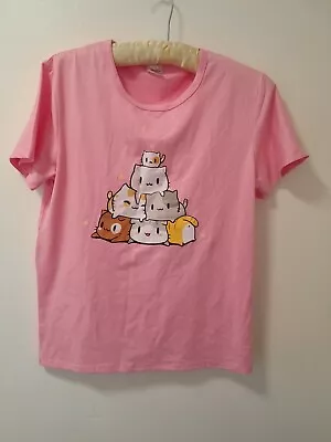 Buy Kawaii  Style Cats Pink T-Shirt Large • 10.99£