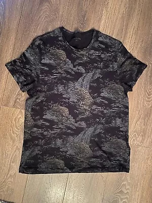 Buy All Saints Black Tiger Print Cotton/Linen Blend T-Shirt Sz M • 14.99£