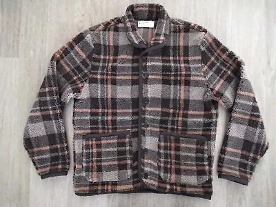 Buy Universal Works Lancaster Check Sherpa Fleece Brown Jacket Size M • 45£