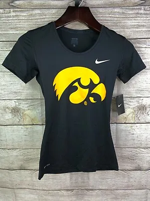 Buy New Iowa Hawkeye Nike Fitted Short Sleeve Training Shirt Women's Black 728112 • 14.17£