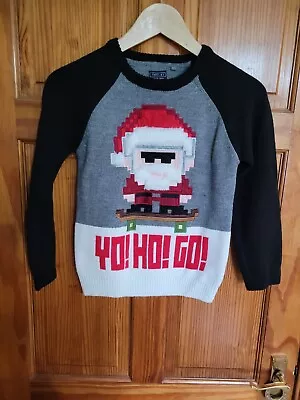 Buy Next Santa On Skateboard Pixel Yo Ho Go! Christmas Jumper 8 Years • 5£