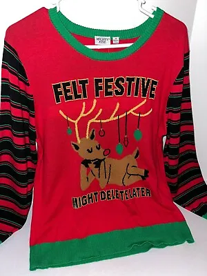 Buy NWT Mighty Fine Christmas Sweater Kids 2X Felt Festive Deer Might Delete Latr • 15.99£