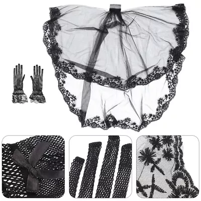 Buy Halloween Face Veil Gothic Lace Gloves Wedding Jackets For Bride Shawl Style • 13.15£