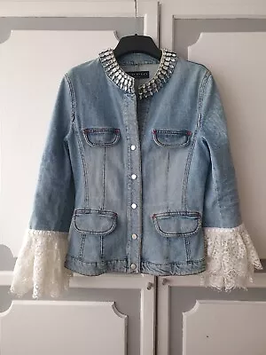 Buy Unique Oppio Denim Jacket With Crystal Decorations, Size UK10 - VGC • 55£