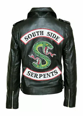 Buy New Ladies Women Riverdale Snake Southside Serpents Costume Black Leather Jacket • 50£