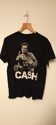 Buy Johnny Cash - Middle Finger Graphic T-shirt Size Medium Black • 14£