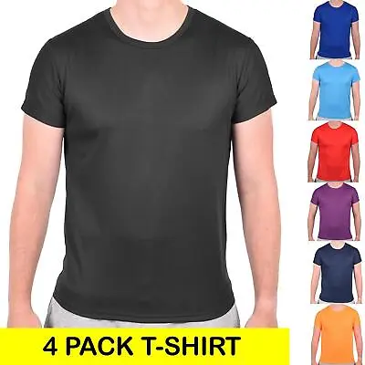Buy 4 Pack Mens Breathable T Shirt Cool Quick Dry Sports Running Wicking Gym Top • 13.95£