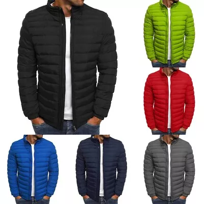 Buy Fashionable Men's Stand Collar Puffer Zip Up Quilted Jacket For Winter • 20.06£