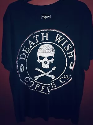 Buy Vintage Style Death Wish Coffee Co Label Skull & Crossbones Logo XL Mens T-Shirt • 56.70£
