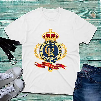 Buy King Charles III Coronation T-Shirt Royal Crown CR III God Save The King Tee Top • 9.99£