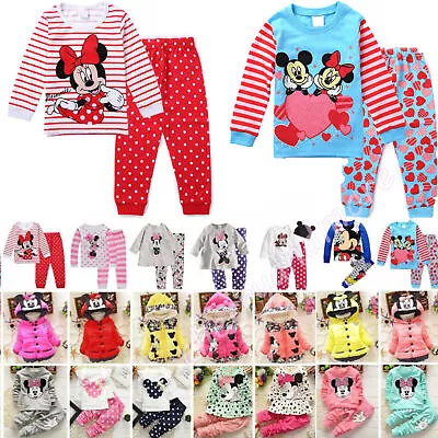 Buy Kids Baby Girls Minnie Mouse Sweatshirt Top Pants Casual Tracksuit Outfits Warm • 9.69£