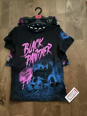 Buy M&S Marvel Black Panther Short Pyjamas Age 9-10 Years Blue Mix BNWT • 8.99£
