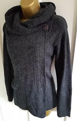 Buy Women's Joe Browns Grey Wool Mix Asymmetric Button Wrap Knit Hood Cardigan Sz 14 • 36.99£