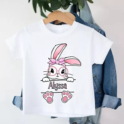 Buy Personalised Easter Bunny T-shirt Pink Green Blue Bunny Easter Rabbit Girl Boy • 11.99£