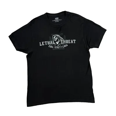 Buy LETHAL THREAT  Evil Fast Loud  Gothic Biker Grim Reaper Graphic T-Shirt Medium • 15£