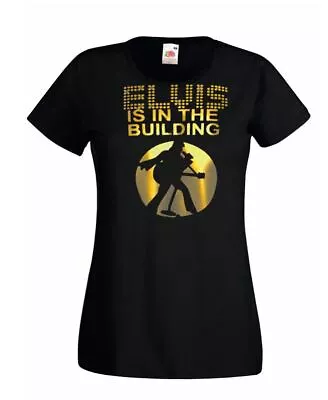Buy Ladies Black The King Is In The Building Rock & Roll Legend T-Shirt • 12.95£