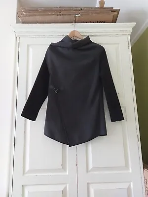 Buy Apricot Ladies Size S/M  Grey Black Coat Wrap Collared Fleece Feel Preloved  • 10£