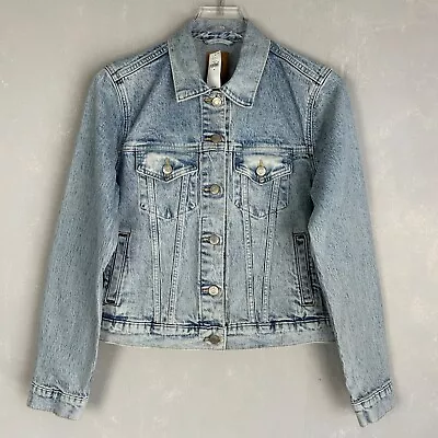 Buy GAP Women Size M Icon Jean Denim Jacket Blue Light Wash Button Front NEW • 28.42£