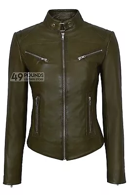 Buy Speed Ladies Real Napa Leather Jacket Retro Fitted Biker Style SR-01 • 41.65£