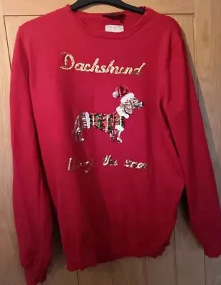 Buy Daushund Christmas Jumper Size 20 Red Sequins • 14.99£