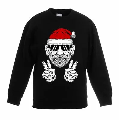 Buy Cool Hipster Santa Hat Christmas Childrens Kids Sweatshirt Jumper • 19.95£