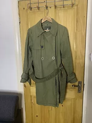 Buy KHUJO Co Ltd Tan Green Outdoor  Belted Jacket Trench Coat  Size Medium • 30£