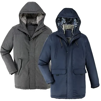 Buy Mens Parka Parker Jacket Faux Fur Lined Hood Warm Winter Long Padded Coat Outdoo • 22.95£