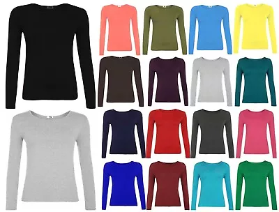 Buy Girls Top Long Sleeve T Shirt Kids Plain Top Crew Neck School Play Uniform 5-13 • 5.99£