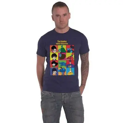 Buy The Beatles T Shirt Yellow Submarine Characters Logo New Official Mens Navy Blue • 17.95£