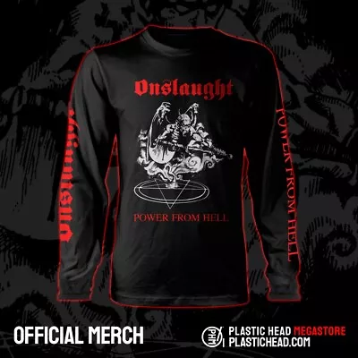 Buy ONSLAUGHT - 'POWER FROM HELL' Long Sleeve Black T-Shirt - PH13154LSL • 25£
