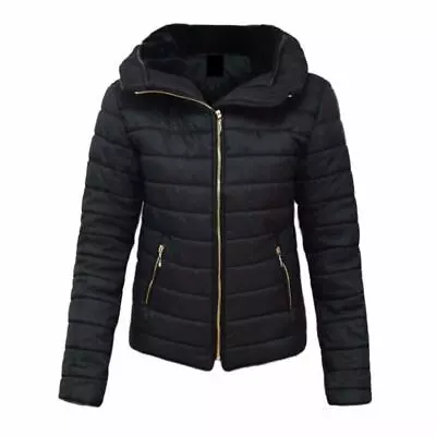 Buy Girls High Collar Hooded Puffer Warm  Cosy Quilted Padded Outdoor Jacket Coat • 9.90£