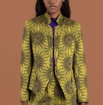 Buy Sika’a Flora Blazer Size18 Chest46” Cotton Elastane Green Black Purple Ghana New • 89£