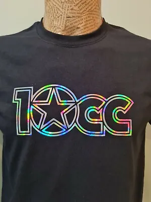 Buy 10CC UNOFFICIAL BLACK Tee With Stunning Holographic Logo T-Shirt Mens Unisex  • 13.99£