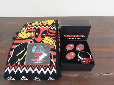 Buy Loot Crate Deadpool Club Marvel Merch Pin Badge Scarf Napkin Ring Set Superhero • 25£