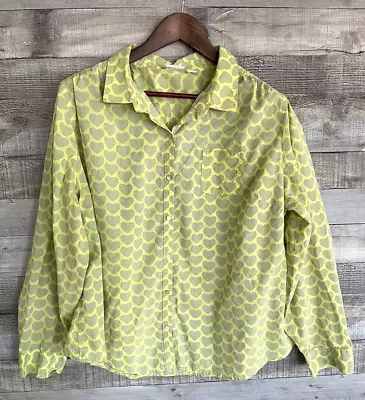 Buy Cato Woman 100% Cotton Button Front Blouse Top Women's 22/24W Neon Yellow Hearts • 13.22£