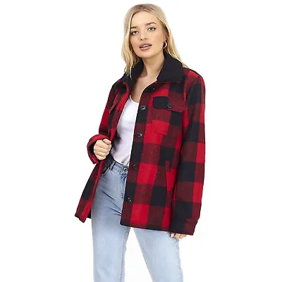 Buy Ladies Checked Lumberjack Style Sherpa Borg Fleece Jacket Winter Warm Coat Top • 27.99£