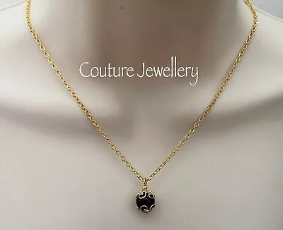 Buy Black Necklace Black & Gold Pearl Necklace Vintage Style Mothers Day Gift G • 5.99£