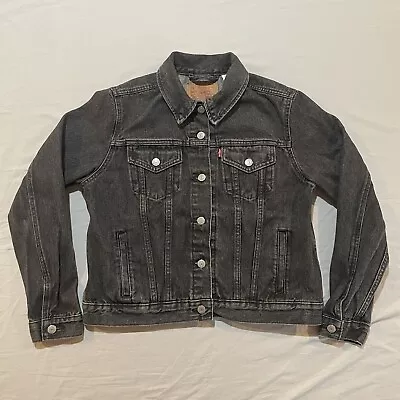 Buy Levi’s Women’s Trucker Jean Jacket Sz XL Black Denim Washed • 24.12£