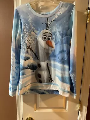 Buy Disney Frozen Women Sweater Sz L Long Sleeve Olaf Snowman Large • 14.17£